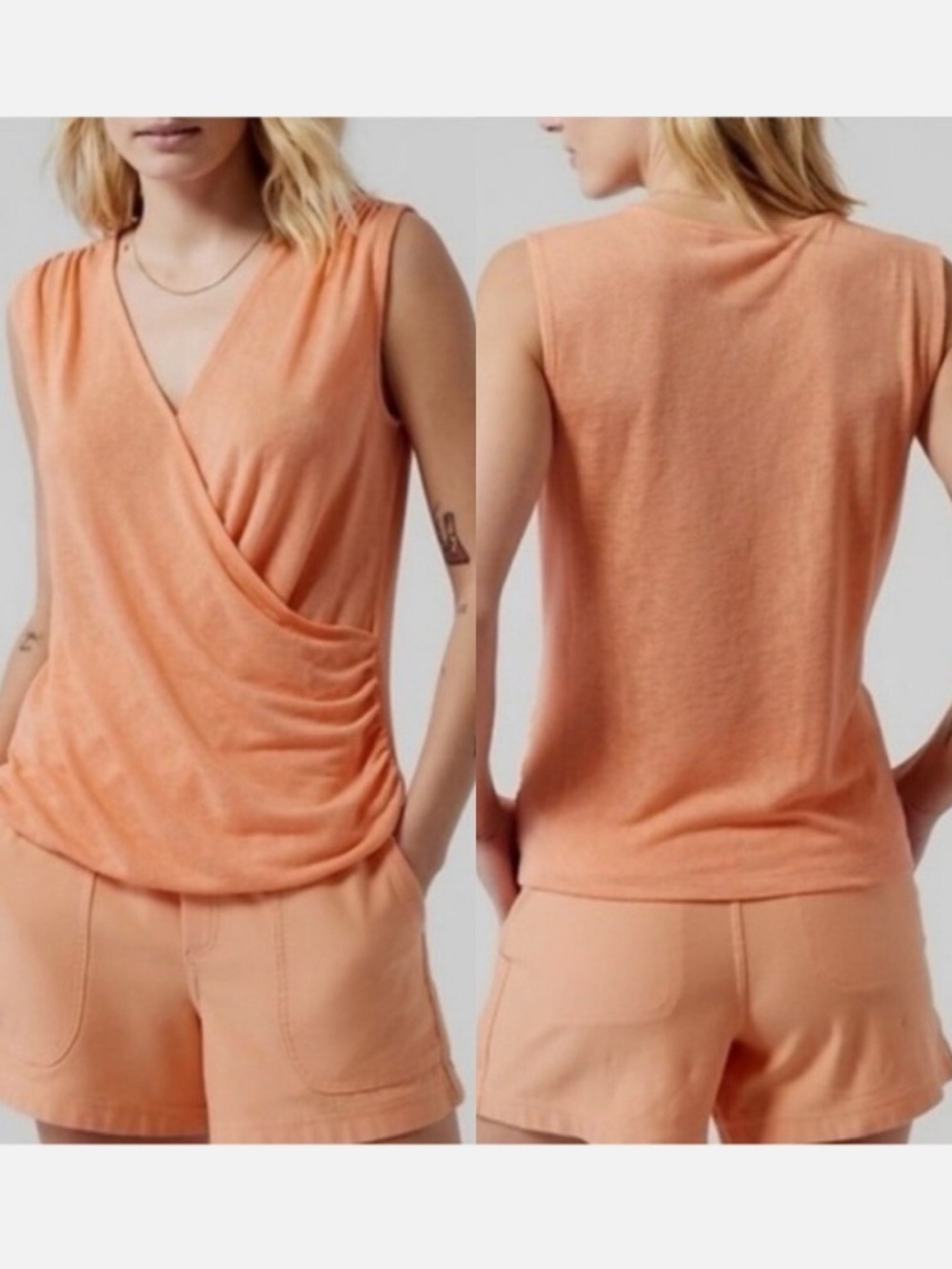 Athleta Breezy Wrap Tank Top Modal Blend Sleeveless Relaxed Fit Orange Size 1X